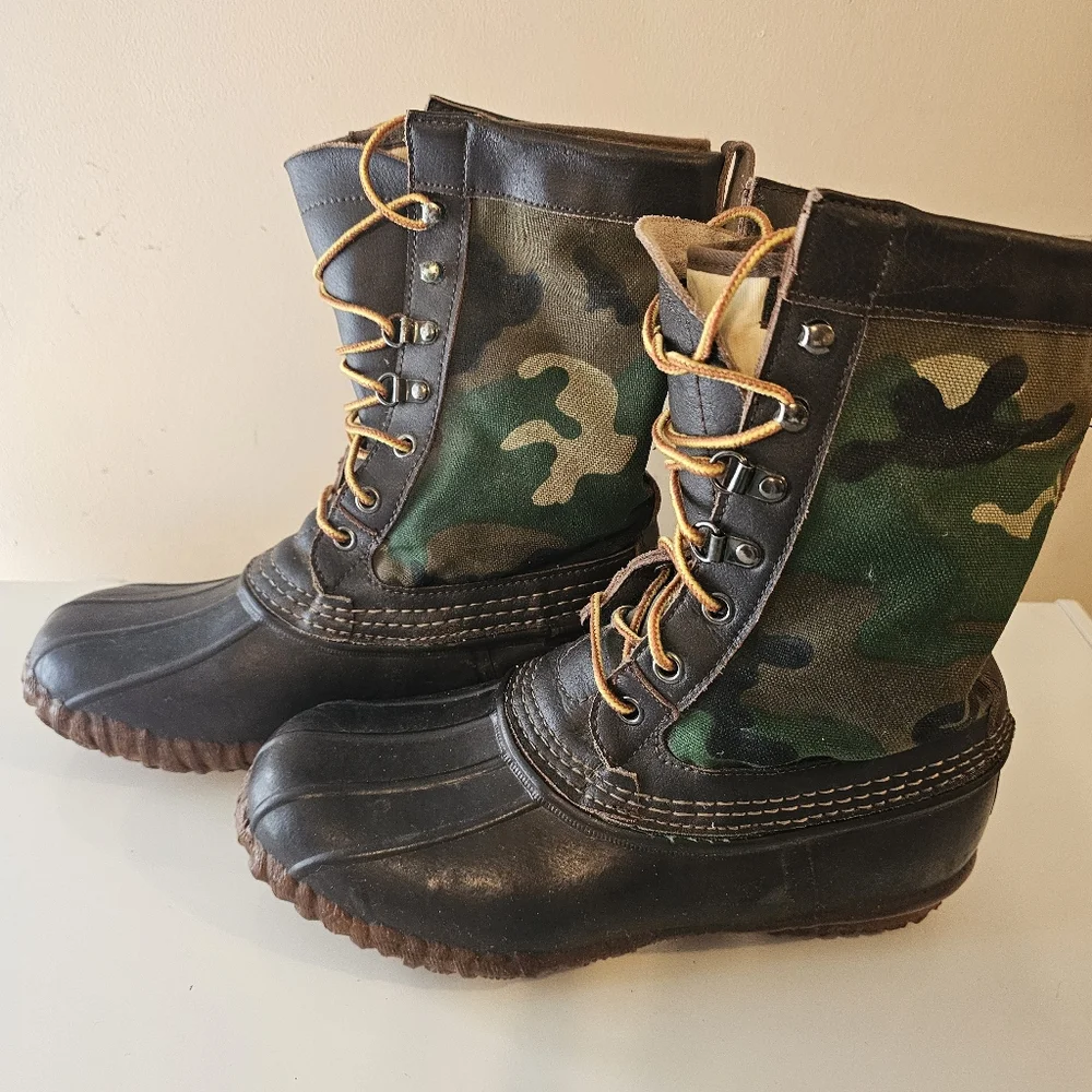 VTG 80s Lacrosse Buckmaster Camouflage Duck Waterproof Boots Sz 7